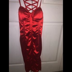 Red Midi Satin dress